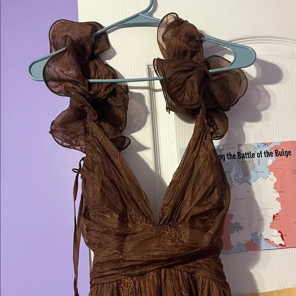 Storia Brown Ruffled Dress - Picture 1 of 4